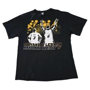 Miami Heat Lebron James  Dwayne Wade T-Shirt Mens   Black